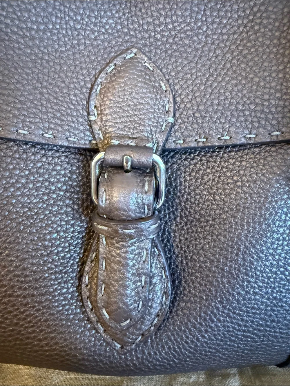 Vintage FENDI Selleria Linda Medium Handbag, Dark Chocolate Color